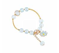 Fermoir pour bracelet Bracelets Bijoux colorés Marguerite Multi Perles Style Accessoires faits à la main Perles Fraise Cristal Main Menottes Argent pour Femmes, taille unique, Pierre écrasée, Pas de