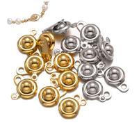 Fermoirs à bijoux en or et argent, 20 pièces, fermoir à pression en acier titane de 9mm pour la fabrication de bracelets et colliers, Kit bricolage