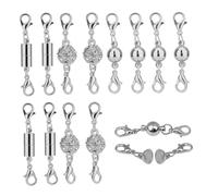 Fermoirs à bijoux magnétiques 12 pièces en argent, rallonge de collier avec pince de homard, fermetures sécurisées pour bracelets et fabrication bijoux DIY, décoration argentée pour la maison