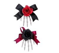 Fermoirs à cheveux en os pour Halloween, 2 pièces, barrettes à griffes de squelette décoratives, pince à porter confortable, accessoire de fête, pince à main squelette d ' halloween