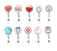 Fermoirs de Badge d’Infirmière 10 Pcs, Porte-Badge Créatif, Bobine Rétractable, Motif Mignon