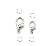 Fermoirs mousquetons, 50 ensembles de 10/14 mm, anneaux ouverts for bracelets, colliers, fermoirs de chaîne, porte-clés, connecteurs d'extrémité, fabrication de bijoux, argent, 10 mm(Silver,14.0mm)