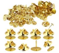 Fermoirs Papillon,50 Paires Embrayage de Broches Papillon,Fermoir Pins Sangles de Verrouillage,Attaches Papillons de Remplacemen,Broches En Métal Remplacement pour Fabrication et Artisanat (Or)