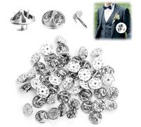 Fermoirs Papillon,50 Paires Fermoir Pins,Embrayage Papillon Cravates Tie Pin,Broches Papillon pour l'artisanat et Jewelry Making (Argent)