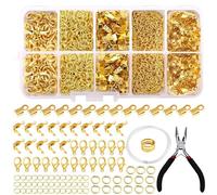 Fermoirs Pour Bracelets Et Colliers 500 Pièces Attaches Et Fermoirs Pour Bijoux Set, Boucle Lobster mit Anneaux De Saut, Fermoir Bracelet, Fermoir Bracelet Perle pour Fabrication de Bijoux (Or)