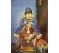 Fernando Botero Poster Toile Art Mural Pedrito Sur Un Cheval En Bois Célèbre Peinture Fernando Botero Imprime Pour Décoration D’intérieur Photo 40x60cm Sans Cadre