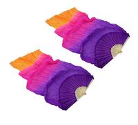FerneeButy Éventails de Danse du Ventre Voiles Longs 180x90cm (71x35 in) - Paire de Ventilateurs Pliants en Soie et Bambou pour Spectacle Oriental