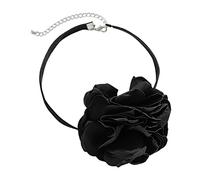 FerneeButy Tour de Cou Fleur Femmes Filles Vintage - Collier Ras du Cou Élégant avec Pendentif Fleur Brodé, Accessoire Chic pour Robe et Mariage- Noir