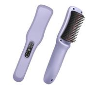 FERNIDA Brosse de coiffage portable pour cheveux courts, sans fil, rechargeable, mini fer à lisser pour les voyages et l'utilisation quotidienne, 3 températures, violet
