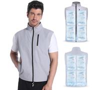 FERNIDA Gilet rafraîchissant, gilet de glace avec 24 sacs de glace pour l'été par temps chaud, cyclisme, pêche, chasse, travail, désherbage, hommes et femmes, sans manches, en nylon, vêtements frais