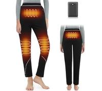 FERNIDA Sous-vêtement chauffant pour femme, legging thermique avec batterie externe, sous-vêtements thermiques pour l'hiver au chaud et au quotidien, 8 coussinets chauffants, Noir , S