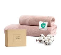 Ferò Lot de Serviette de Bain Luxe 2 pièces, 100% Coton Premium Low Twist 550 g/m², Très Doux & Absorbant, Oeko-TEX, Design Italien, Serviette de Toilette 50x100cm, Serviette Invité 30x50cm, Rose