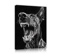 féroce doberman toile art mural chien grognement photos œuvres d’art impressions affiches modernes peinture canine pour salon bureau décor 65x85cm cadre intérieur