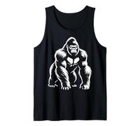 Féroce Gorilla Front Pose Monochrome Line Art Animal Icône Débardeur