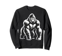 Féroce Gorilla Front Pose Monochrome Line Art Animal Icône Sweatshirt