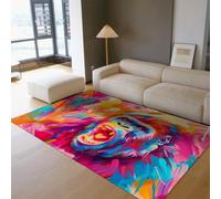 Féroce Gorille Tapis coloré Graffiti antidérapant Lavable Tapis Rectangle à Poils Ras pour Chambre Salon décor intérieur Tapis de Sol 140x200cm