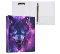 Ferocious Wolf Classeur à 3 anneaux ronds de 3,8 cm pouvant contenir 200 feuilles, classeurs à 3 anneaux avec clip en métal antidérapant