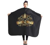 Ferocity Cape de barbier personnalisée pour barbershop 140 x 110 cm Tablier professionnel noir pour salon de barbiers et usage domestique avec texte personnalisé Logo Barber Shop ESTD [111]