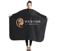Ferocity Cape de Coiffeur Personnalisée 140 x 110 cm - Tablier Professionnel Noir pour Salon de Coiffure, Beauté et Usage Domestique - Lotus Head avec Votre Texte [111]