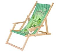 Ferocity Chaise Longue Pliable en Bois avec accoudoirs et Porte-gobelet Noir Motif Sometimes Mojito [119]