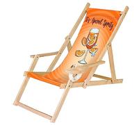 Ferocity Chaise Longue Pliable en Bois avec accoudoirs et Porte-gobelet Noir Motif Spritz O'Clock[119]