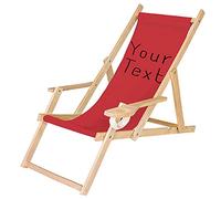 Ferocity Chaise Longue Pliable en Bois avec accoudoirs et Porte-gobelet Votre Texte Rouge [119]