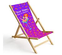 Ferocity Chaise Longue Pliable en Bois Fauteuil de Plage Pliant en hetre Classique Lit de Plage Champagner [119]