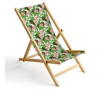 Ferocity Chaise Longue Pliable en Bois Fauteuil de Plage Pliant en hetre Classique Lit de Plage Paume Lumineuse 1 [119]