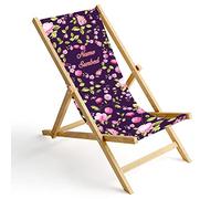 Ferocity Chaise Longue Pliable en Bois Fauteuil de Plage Pliant en hetre Classique Lit de Plage Violet Heart [119]