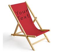 Ferocity Chaise Longue Pliable en Bois Fauteuil de Plage Pliant en hetre Classique Lit de Plage Votre Texte Rouge 1 [119]