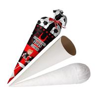 Ferocity Cornet d'écolier personnalisé - Motif football - 70 cm - En tissu avec émerillons ronds en carton et rembourrage en billes de silicone - Grand sac comme coussin - Modèle 6 [149]