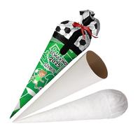 Ferocity Cornet d'écolier personnalisé - Motif football - 70 cm - En tissu avec émerillons ronds en carton et rembourrage en billes de silicone - Grand sac comme coussin - Modèle 9 [149]