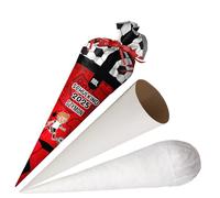 Ferocity Cornet d'écolier personnalisé - Motif football - 70 cm - En tissu avec émerillons ronds en carton et rembourrage en billes de silicone - Grand sac comme coussin - Modèle 7 [149]