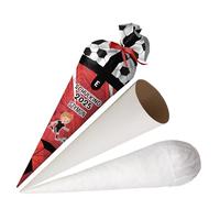 Ferocity Cornet d'écolier personnalisé - Motif football - 70 cm - En tissu avec émerillons ronds en carton et rembourrage en billes de silicone - Grand sac comme coussin - Modèle 4 [149]