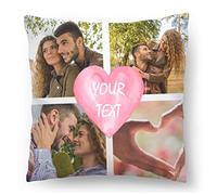 Ferocity Coussin avec Photo personnalisé (45x45) Personnalisable avec la Photo ou Le Texte de Votre Choix oreillers hypoallergéniques 4 Photo avec Texte Fullprint [091]