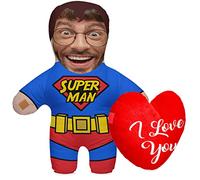 Ferocity Coussin d'oreiller Cadeau Photo Drôle Personnalisé; Corps Coloré avec Votre Propre Image de Visage Imprimée; 45cm; Cadeau d'anniversaire pour la Fête des Pères; Super Boyfriend Heart [091]