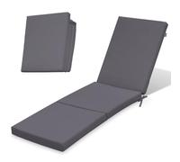 Ferocity Coussin pour Chaise Longue de Jardin 198x58x4 cm Pliable | Coussin pour Chaise Longue à roulettes résistant aux intempéries et Lavable avec Housse Amovible | Modèle Gris FONCÉ Graphite [145]