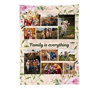 Ferocity Couverture Cadeau Personnalisée 120 x 150 cm Photo Collage pour Canapé de Salon; Extra Doux Polaire pour la Sieste; Motif Family is Everything [081]