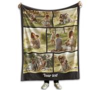 Ferocity Couverture Cadeau Personnalisée Collage Black 6 Photos 150 x 200 cm pour Canapé de Salon; Extra Doux Polaire pour la Sieste [081]