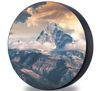 Ferocity Housse de Roue de Secours Fabriquée sur Mesure de Stockage Hydrofuge individuelle avec arrêt de Cordon pour Les Roues Housse de Protection en éco-Cuir Cloud Mountains [097]