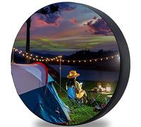 Ferocity Housse de Roue de Secours Fabriquée sur Mesure de Stockage Hydrofuge individuelle avec arrêt de Cordon pour Les Roues Housse de Protection en éco-Cuir Night [097]