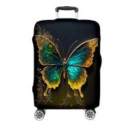 Ferocity Housse pour Valise de Voyage 27-31 Pouces, Housse de Protection pour Valise de Cabine, élastique, Lavable, protège-Valise, Anti-Rayures, Grande Taille L, Butterfly Golden [083]