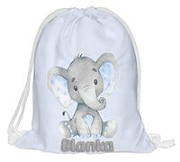 Ferocity Le sac avec le nom de l'enfant d'école le cartable le cartable d'école fullprint 3D Sac à dos imprimer Éléphant bleu [010]