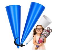 Ferocity Lot de 2 cônes d'écolier bleues - Protection de pointe et capuchon de protection rond - Diamètre : 1,5 cm - Pour sac à sucre - Pour la rentrée scolaire - Protection anti-torsion - En