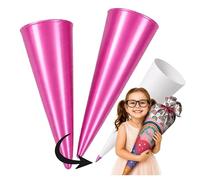 Ferocity Lot de 2 cônes d'écolier rose - Protection de pointe et capuchon de protection rond - Diamètre : 1,5 cm - Pour sac à sucre - Rentrée scolaire - Protection anti-torsion - En plastique
