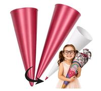 Ferocity Lot de 2 cônes d'écolier rouges - Protection de pointe et capuchon de protection rond - Diamètre : 1,5 cm - Pour sac à sucre - Rentrée scolaire - Protection anti-torsion - En plastique