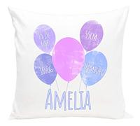 Ferocity Personnalisé Coussin Naissance Fille ou garçon avec Les données de la Naissance Nom Date Idée Cadeau pour Une Naissance Oreiller Bébé Ballons [095]