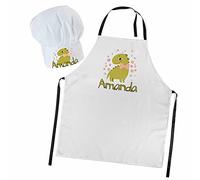 Ferocity Personnalisé de Cuisinier Chapeau avec Un nom pour Enfants avec Texte de Cuisine Ajustable Toque Dinosaure avec Un Ruban [099]