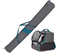 Ferocity Premium Housse à Skis et Sac à Chaussures Set - Pour 1 Paire 170 cm, Casque avec Poche Filet Amovible - Len Turquoise avec Mesh [053]