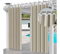 Ferocity Rideau Extérieur Imperméable 2X 220 x 155 cm Coupe-Vent Protection UV Rideau pour Facade Avant de Pergola Cabana pour Jardin Patio (2 Panneaux) Beige [129]